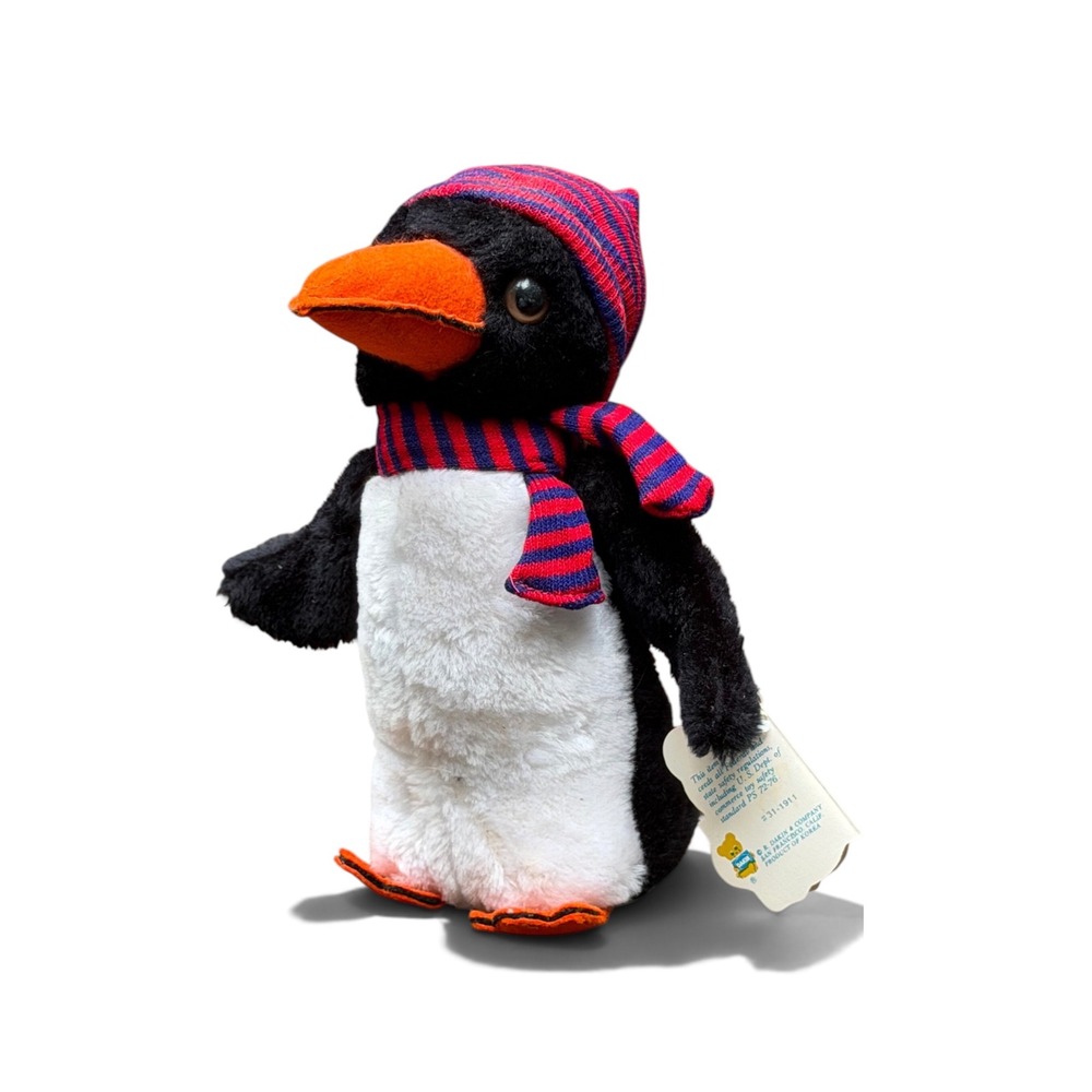 Dakin Shivers Penguin Plush NatureBabies Striped Hat Scarf Black White 8in